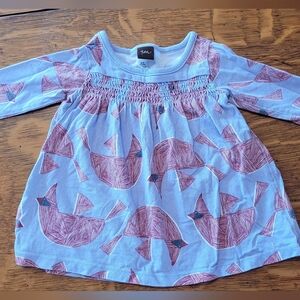 Tea Blue Dress with Cardinal Pattern